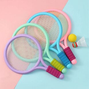 1 Set Beach Tennis Kids Dual Shuttlecock BadmintonTennis Rac