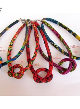 非洲民族风纯手工艺项链 安卡拉印花全棉面料配饰African jewelr