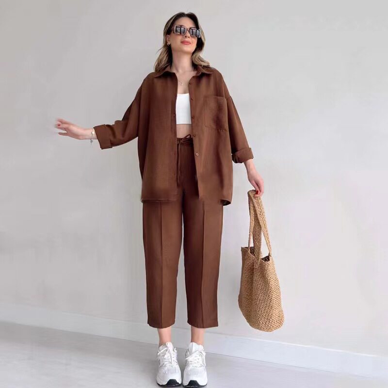 Lapelshirtn纯色翻领长