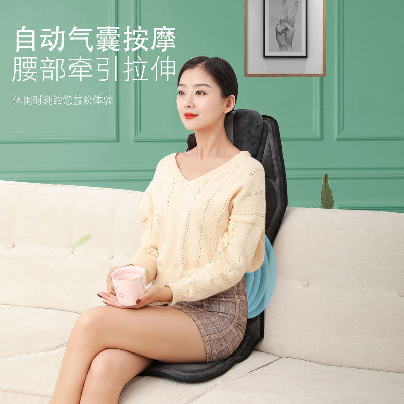 110v220v车载家用颈椎按摩器多功能加热震动汽车颈部背部按摩靠坐