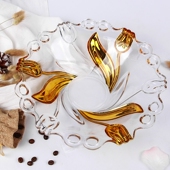 欧式 水晶玻璃水果盘金色郁金香水果盘创意时尚 客厅茶几果盘家用