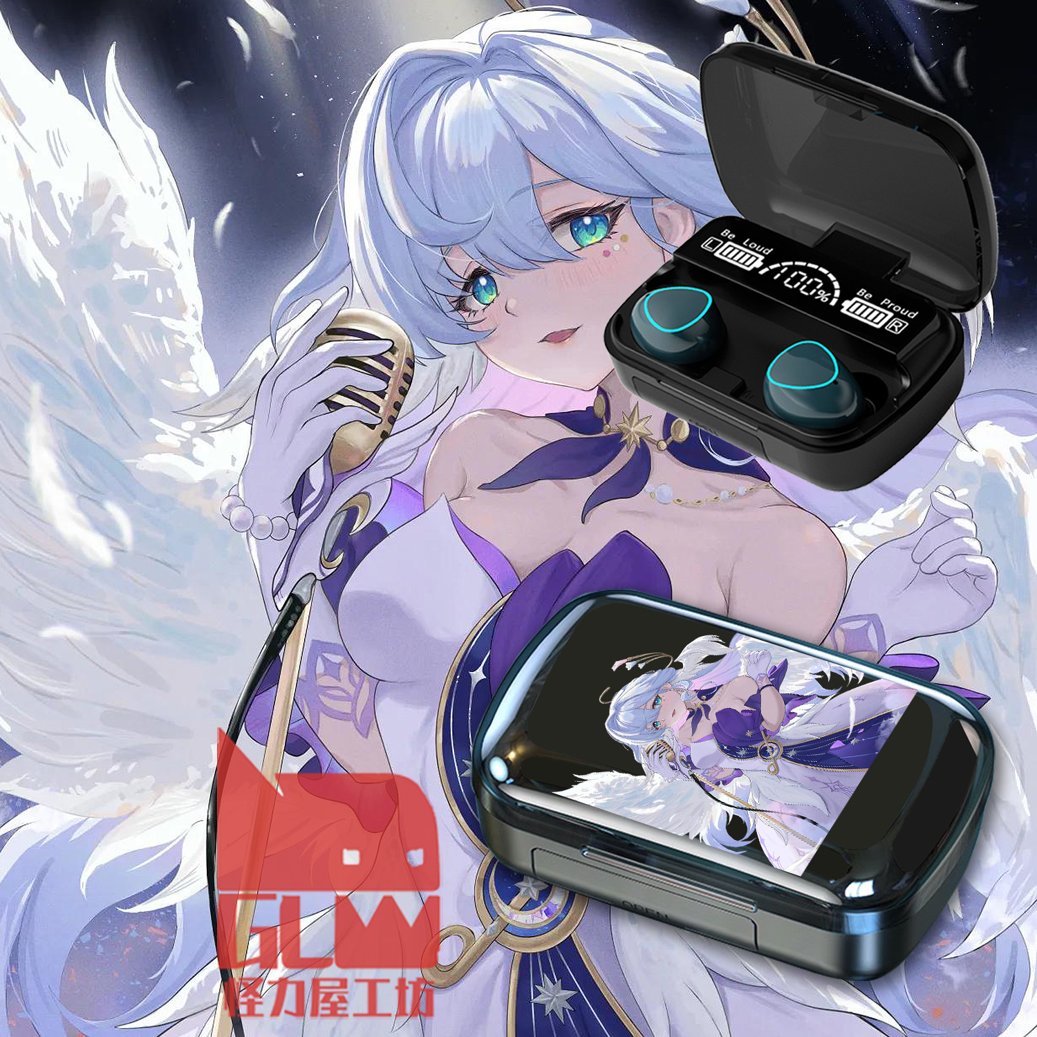 知更鸟无线蓝牙耳机数显充电舱