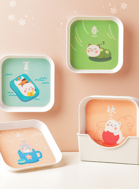 吐骨头盘碟家用桌面收纳骨碟餐桌吐壳垃圾渣盘塑料卡通盘子小碟子