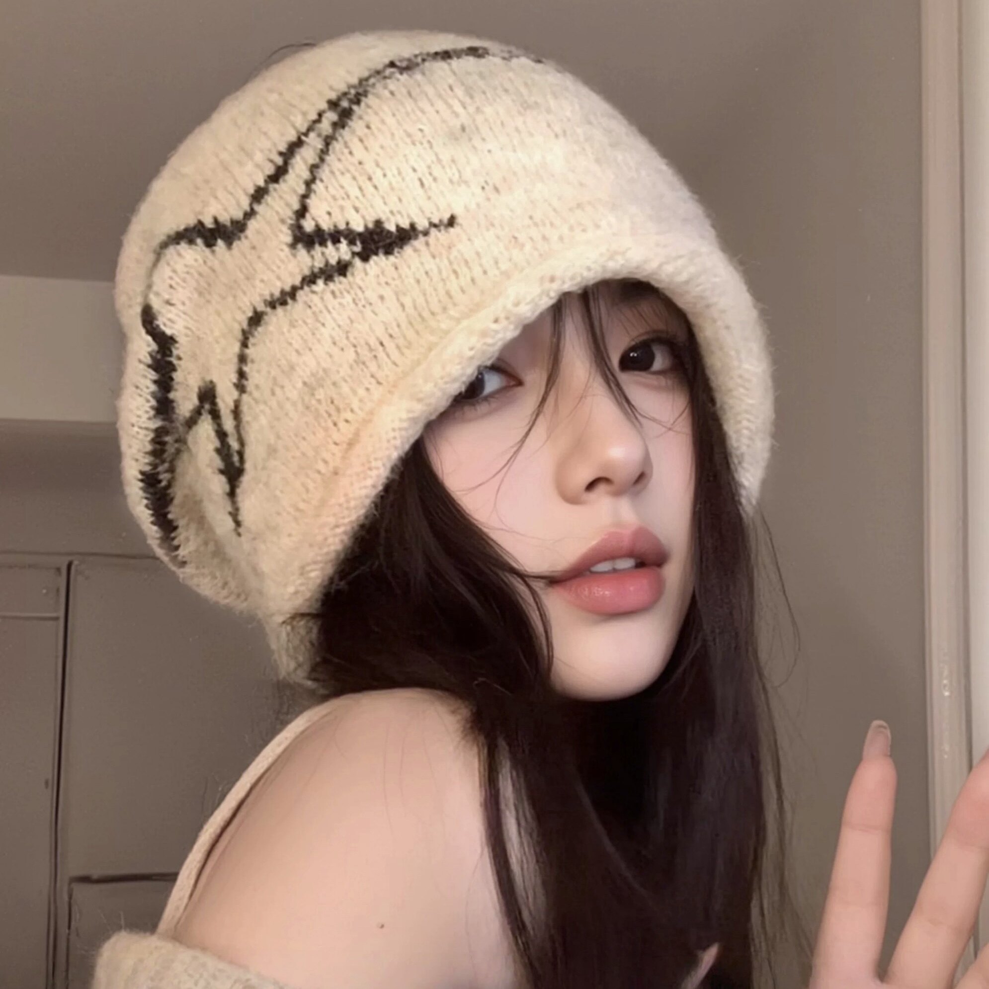 CKUVCUT美式复古卷边针织堆堆帽