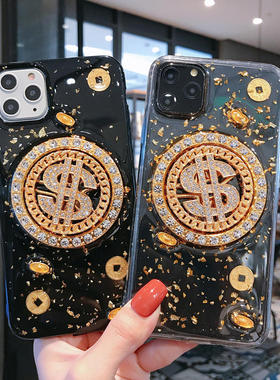 网红抖音同款适用苹果16promax手机壳13pro赚钱美元15pro定制减压xs旋转钱多多14plus招财元宝12男女潮牌8p