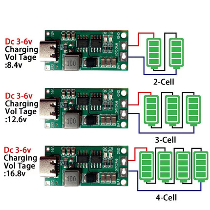 2串3串4串锂离子电池充电器电池保护板TypeC USB升压模块DC3V-5V