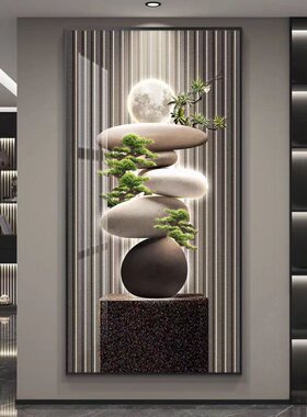 石来运转轻奢led带灯玄关装饰画走廊过道挂画壁画简约现代高级感
