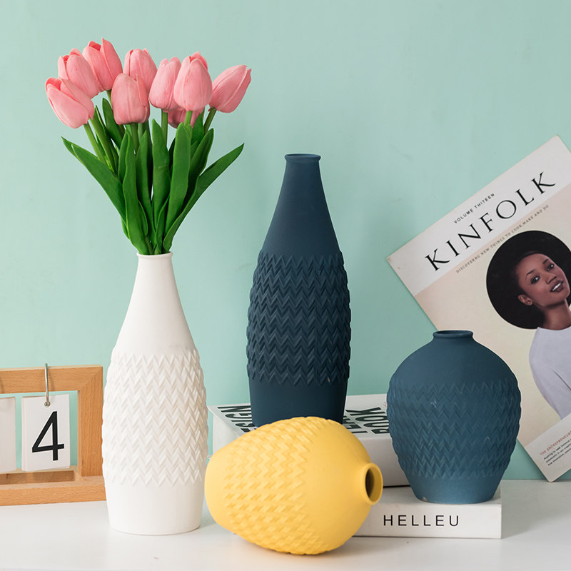 艺术客厅花瓶陶瓷花器北欧创意简约电视柜玄关样板房间装饰品摆件