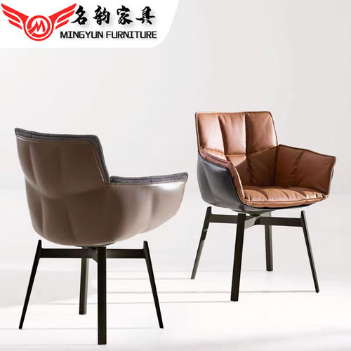定制肌肉椅Husk Armchair玻璃钢旋转靠背椅 意式极简家用皮艺餐椅