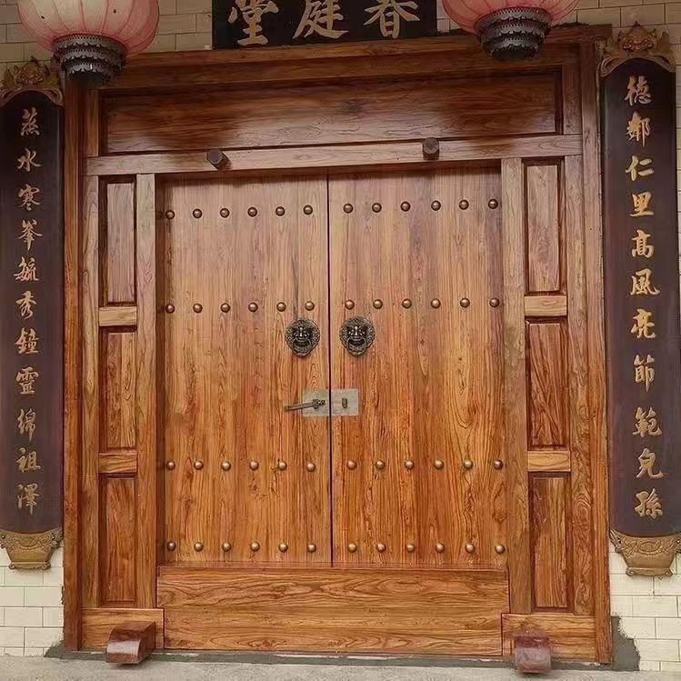新中式老榆木进户门老式大门榆木大门别墅木门榆木双扇门