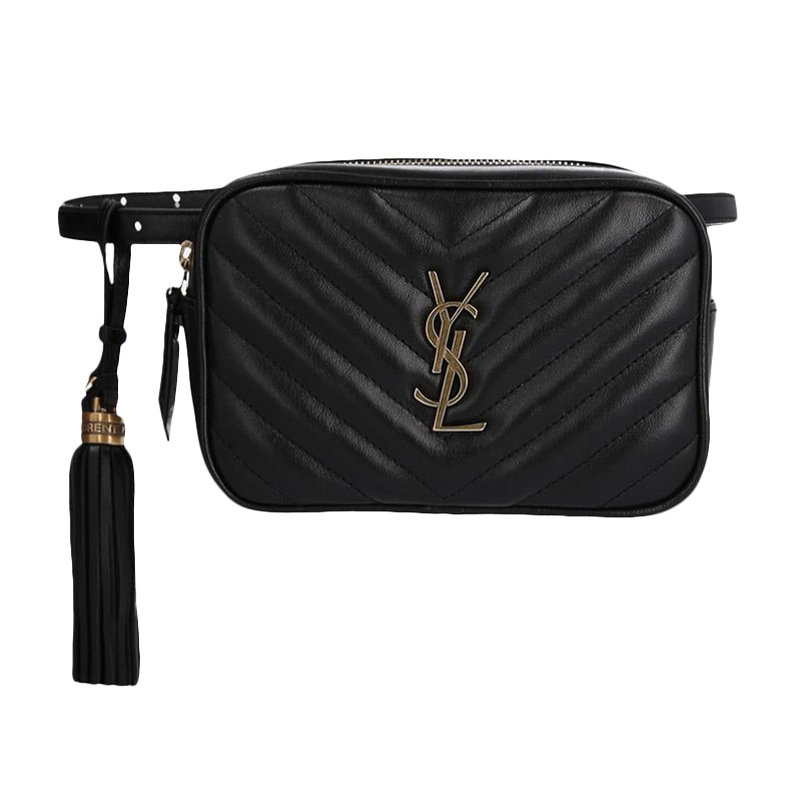 YSL圣罗兰女士黑色小牛皮绗缝腰包534817-DV70W-1000