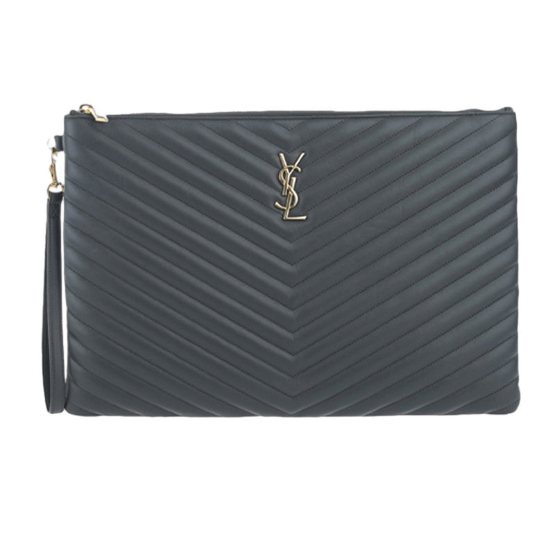 YSL 圣罗兰深灰色女士手拿包 440222-CWU01-1251