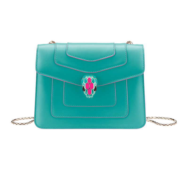 BVLGARI宝格丽 2020春夏女包浅绿色蛇头扣单肩包链条斜挎包