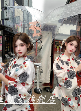 神明少女和服女拍照服装正装传统复古风改良连衣裙日式山茶花和服