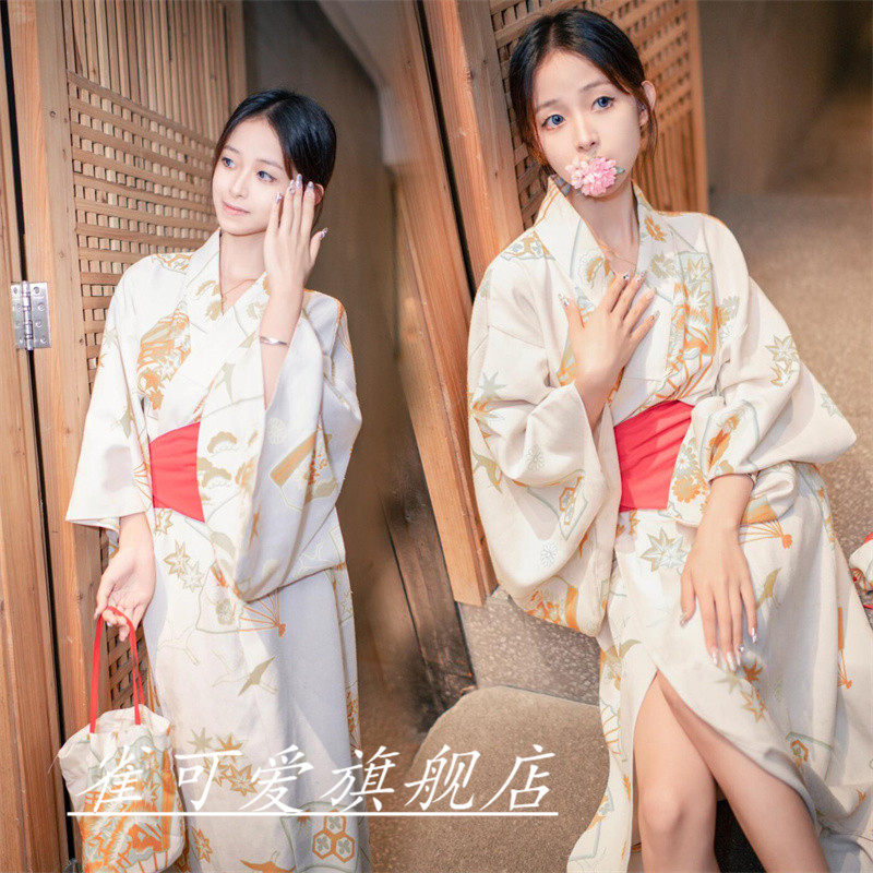 神明少女和服套装日式拍照服装女日系写真衣服 改良樱花和服浴衣
