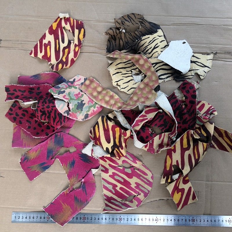 泰国奇异彩色珍珠鱼皮碎皮料 不磨面魔鬼鱼皮料 边角料 按斤卖