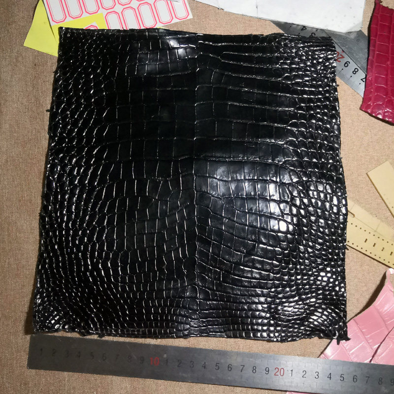 水染中光鳄鱼皮料 黑色色鱼皮手机壳表带长夹短夹钱包包包