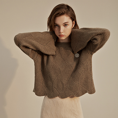 LEYN美利奴圆领波浪针织高级感