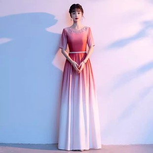 大合唱团演出服女长裙2025新款红歌中国风朗诵服装独唱走秀晚礼服