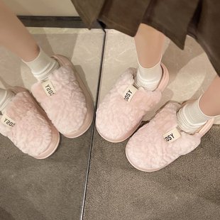 软软糯糯可爱毛绒绒拖鞋女秋冬季居家软厚底保暖加绒防滑棉拖鞋