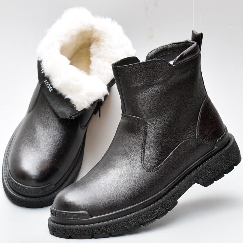 防寒零下40度东北羊皮毛一体大棉鞋男冬季加厚绒马丁靴高帮雪地靴