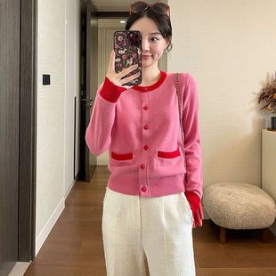 大码遮肚子小香风春秋季新款针织开衫女士毛衣外套内搭打底衫上衣