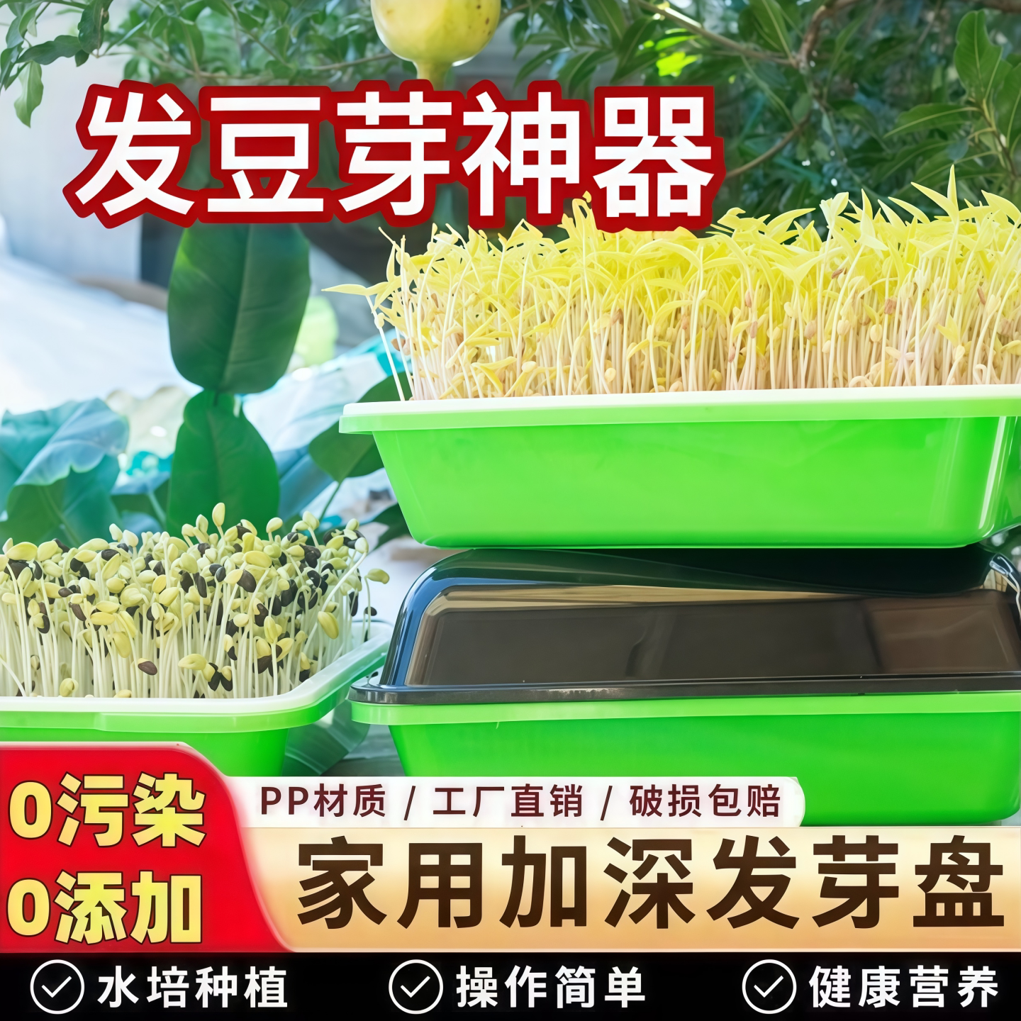 发豆芽神器水培种植盘加深育苗盘芽苗菜专用盆食品级家用豆芽机