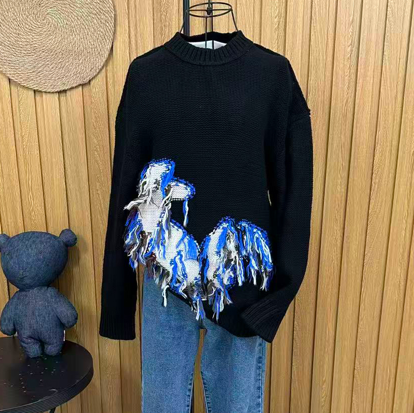 江南2025秋冬季新款品牌折扣男女通款羊毛圆领套头针织上衣S014