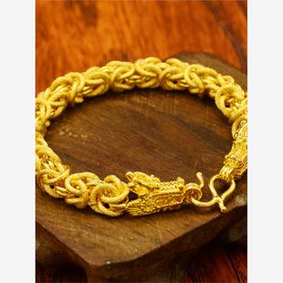 越南沙金貔貅手链男士孟加拉赤金金条金色皮丘不掉色手串首饰手镯