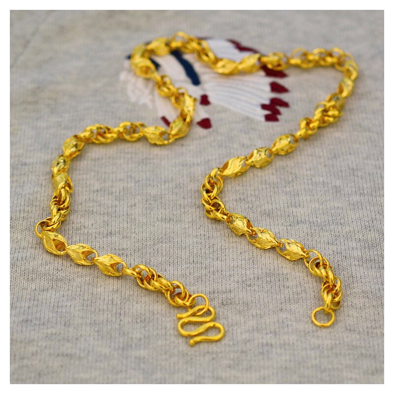 镀金越南沙金项炼不掉色彷金假黄金炼 炼 子空心麻花炼瓜子炼男饰