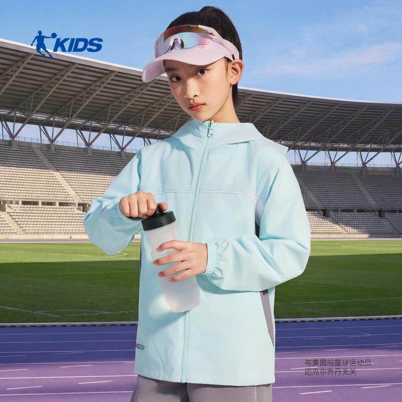 乔丹童装女童外套2026春秋新款中大童双面穿运动风衣TDBFDB263145