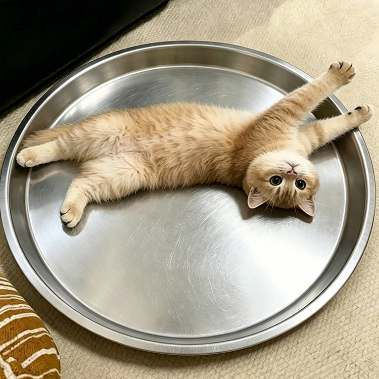猫咪夏季不锈钢盆猫窝四季通用小猫凉锅散热睡觉夏天降温板神器