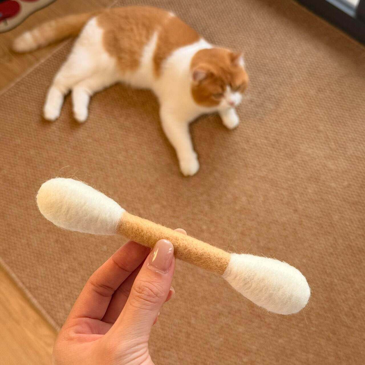 猫咪棉签玩具超大号羊毛毡逗猫棒自嗨解闷磨牙猫薄荷嗅闻宠物用品