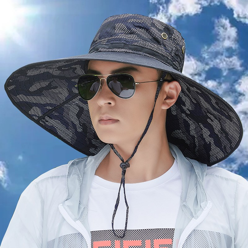 帽子男遮阳帽夏季草帽户外透气男士渔夫帽太阳帽钓鱼帽防晒帽男款