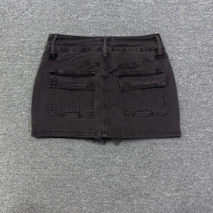 好质感98棉欧美辣妹带内衬多袋工装 外贸尾货 感百搭超短牛仔裙