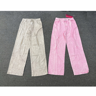 贼舒服专柜流出 炒色洗水镂空设计款直筒宽松天丝牛仔裤 有瑕尾货