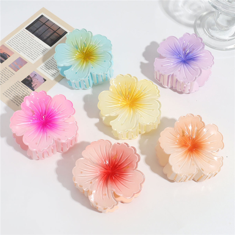 热销渐变色卷心花抓夹发夹夏日