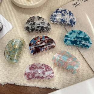 法式 复古碎花抓夹仿醋酸半圆贝壳夹气质后脑勺盘发头饰女