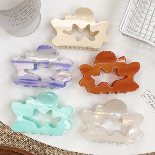 法式 镂空云朵抓夹炫彩仿醋酸发夹后脑勺大号夹复古气质发饰品