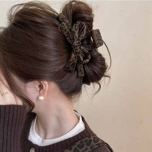 秋冬气质豹纹结抓夹女高级感