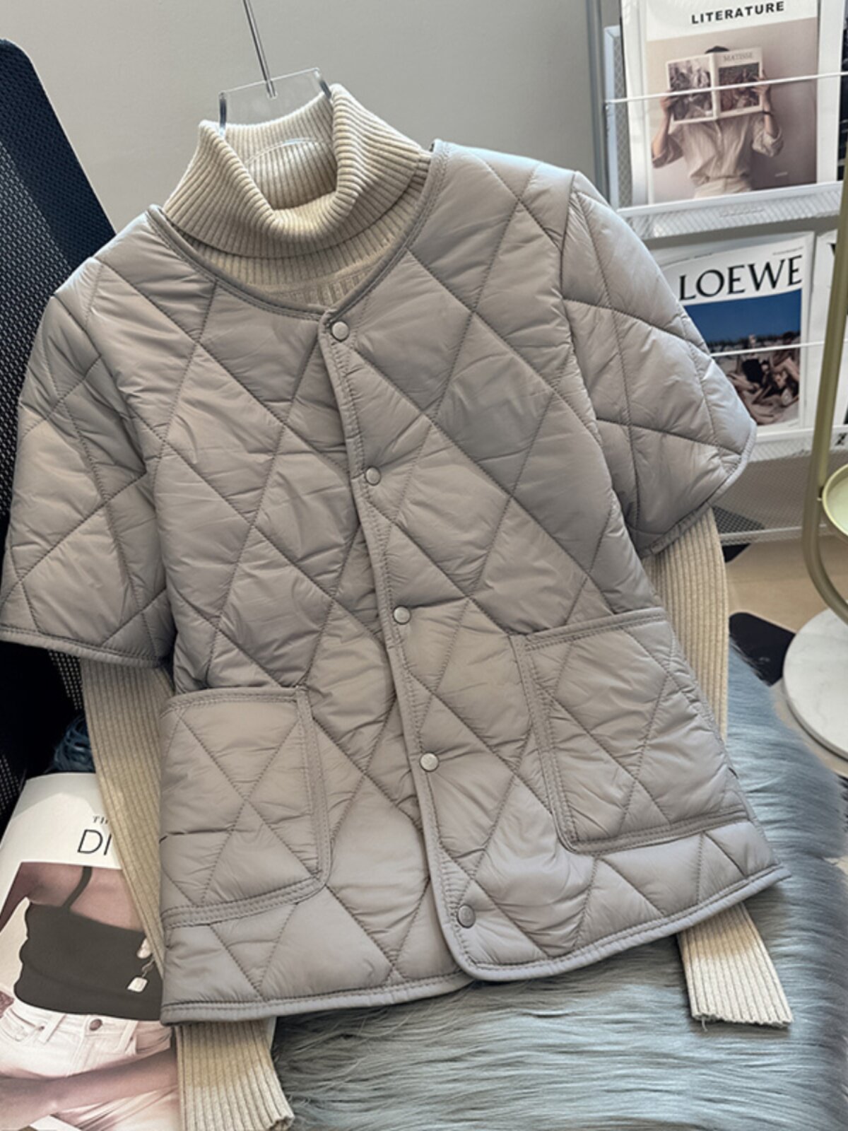 立领半袖羽绒棉马甲女秋冬季欧货轻薄坎肩内胆保暖背心护肩棉袄