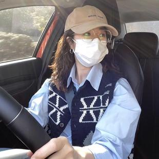 小香学院风针织毛衣马甲背心女春秋季新款日系叠穿衬衫两件套装