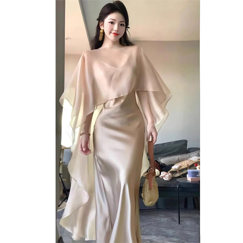 香槟色温柔风不规则斗篷薄外套女夏季欧货通勤防晒开衫氛围感上衣图片