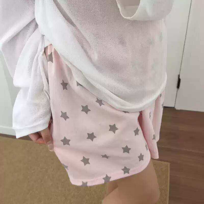 粉色星星休闲短裤女款夏季薄款遛弯裤宽松慵懒风透气凉凉裤可外穿