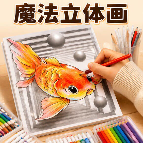 魔法3D立体画描摹本儿童玩具女孩益智创意学生涂鸦绘画涂色填色本