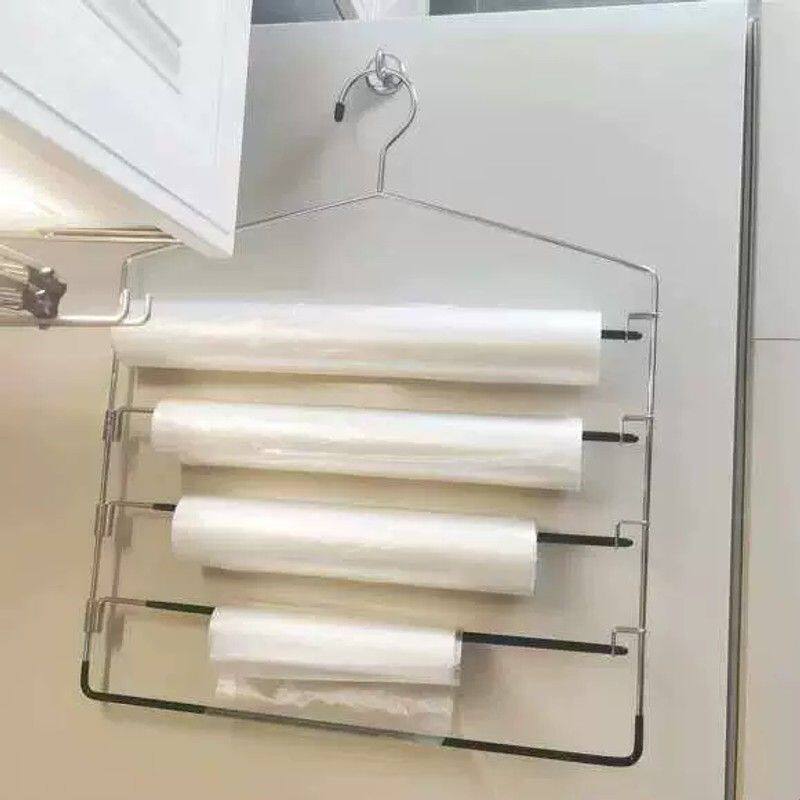 保鲜膜收纳架家用省空间多层防滑毛巾晾晒架多功能五合一裤子衣架