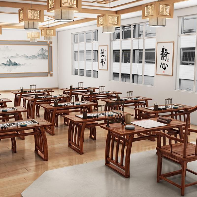 国学桌子马鞍桌中式书法专用桌椅实木书画桌毛笔练字桌围棋茶艺桌