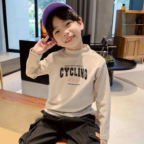 潮款痞帅童装德绒打底衫印花上衣