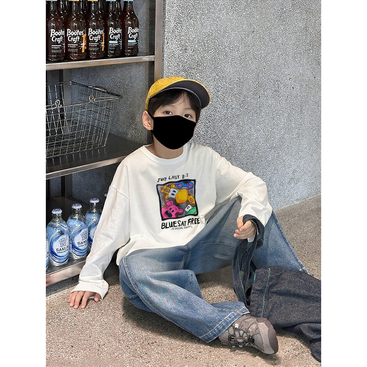 韩版男童纯棉保暖长袖百搭秋冬中小童宽松痞帅潮流动物印花T恤