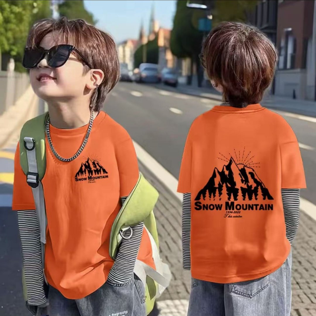 2025男童春秋韩版拼接假两件长袖T恤男孩休闲极简风纯棉打底上衣T,童装/婴儿装/亲子装,T恤,淘宝优惠券,粉丝福利购,淘宝优惠卷